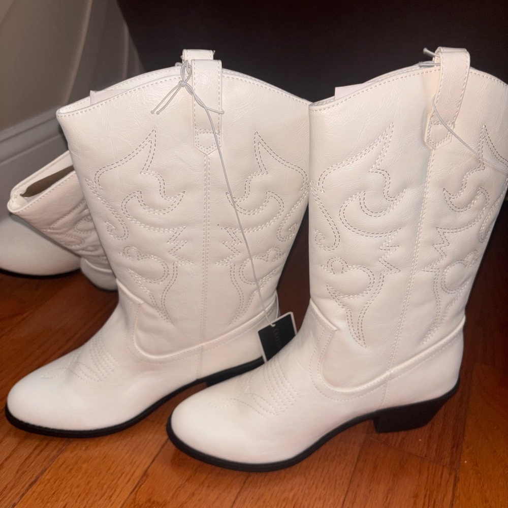 New Ladies White Western-Style Yeehaw Women's Cowboy Boots - Picture 5 of 7